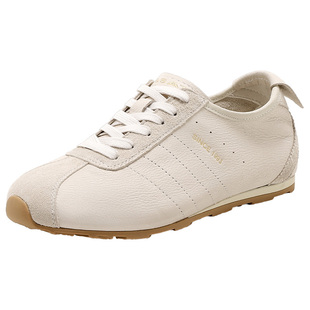 星期六平底德训鞋女2026春季新款粉色交叉绑带复古休闲简约阿甘鞋