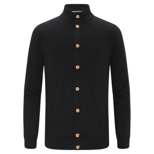 GIOVANNI VALENTINO春秋季男士立领针织开衫时尚百搭休闲纯色毛衣