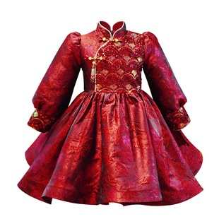 拜年服女童冬装2025新款儿童汉服唐装新中式新年衣服喜庆过年服冬