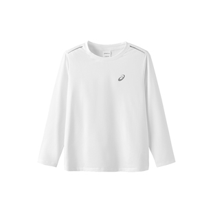 亚瑟士儿童长袖T恤春季新款白色运动速干衣男童羽毛球女童训练服