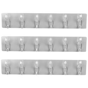 壁挂抹布擦手巾透明6联排挂钩免打孔无痕强力粘钩壁衣帽挂钩