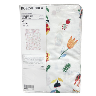 IKEA宜家 被套枕套 罗夫拉 白色 花卉图案聚酯纤维 棉混纺被