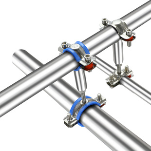 不锈钢管支架双头异径管夹十字管道固定支架卡箍304管卡扣卡箍夹