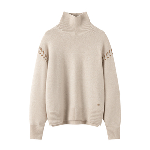 纯山羊绒~宽松加厚100%纯山羊绒衫女高领毛衣冬针织打底套衫