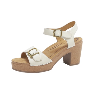 哈森凉鞋女夏季新款商场同款粗跟复古软木鞋勃肯凉鞋HM237403