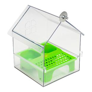 鹦鹉喂食器新款防溅洒鹦鹉洗澡盆外挂屋顶透明食盒虎皮玄凤饲料盒