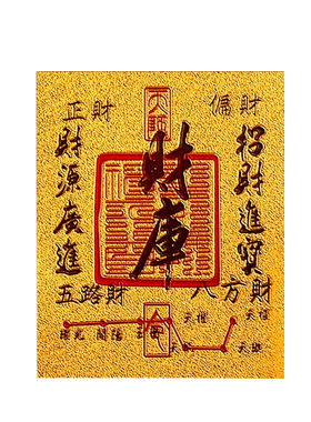 八方来财百福财库卡黄金手机贴