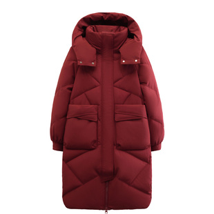 雅鹿正品中长款女士连帽羽绒服女款25宽松鸭绒超保暖时尚休闲百搭