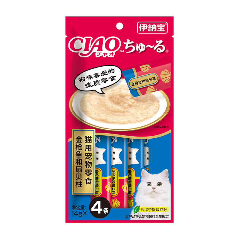 新客伊纳宝ciao猫咪零食猫条主食罐小鱼干鸡胸肉幼猫尝鲜湿粮试吃