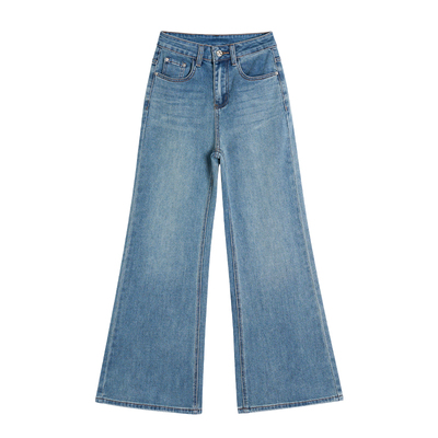 王家有鱼新款不贴腿微喇牛仔裤女