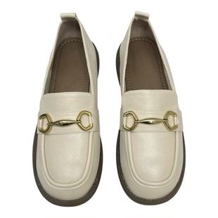 英伦风小皮鞋2026春秋单鞋jk一脚蹬软皮复古平跟马衔扣软底乐福鞋