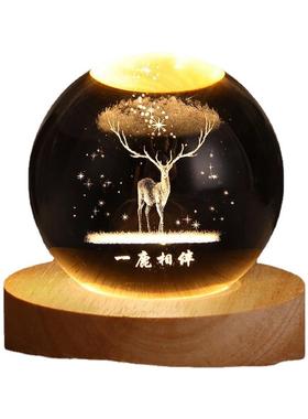 FIVO星空灯星球月球月亮水晶球小夜灯投影氛围台灯创意小礼品