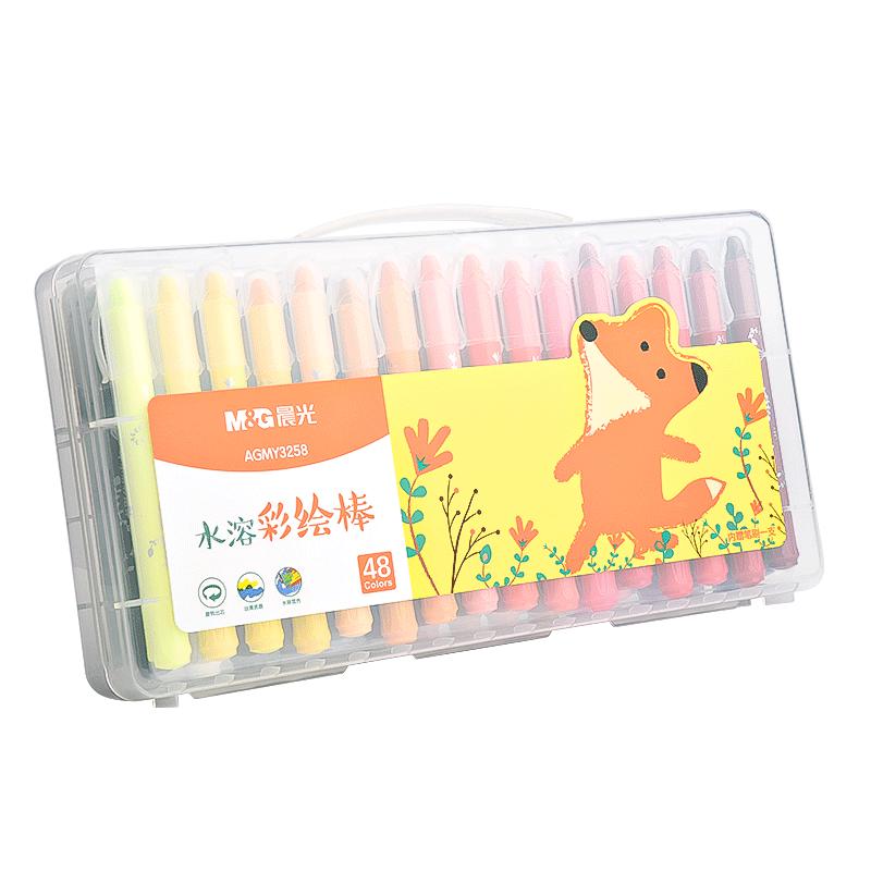 晨光水溶性彩绘棒食品级原料蜡笔不脏手油画棒儿童安全可水洗画笔幼儿园专用旋转炫彩棒24色36色蜡笔美术专用