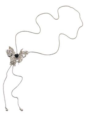 金属抽拉可调节女蝴蝶镶钻项链