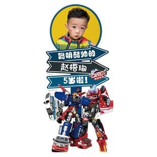 咖宝车神儿童周岁生日海报定制装饰高达背景墙幕布装饰甜品台布置