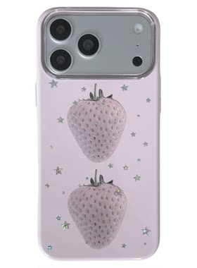 北比 韩系少女心粉糯糯鎏金星草莓适用苹果17promax手机壳iphone16pro新款13女14pro小众15pro全包防摔手机套