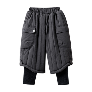 嫚熙童装儿童棉裤男童加绒裤2025冬季保暖女童三防外穿保暖长裤子