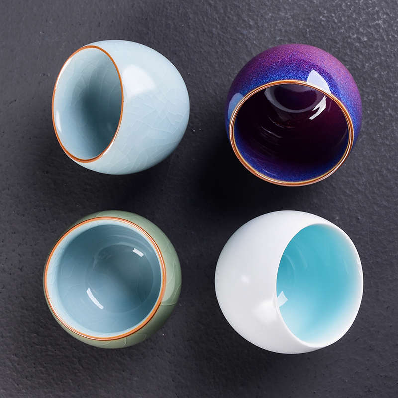 官哥汝定钧窑陶瓷功夫小茶杯家用茶碗品茗杯单茶具斗笠主人茶盏