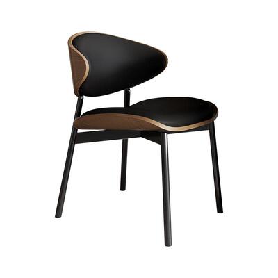 帕沙曼实木餐椅意式极简家用轻奢高级感餐厅意式靠背PU皮椅