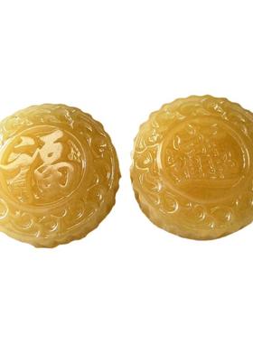 月饼玉石雕刻送礼品厂家直销摆件