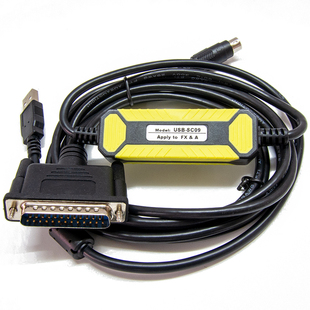 三菱PLC编程电缆USB-SC09九针圆头FX2N数据线FX3U程序下载线RS422