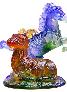 宋韶光2026马年十二生肖吉祥物吊坠琉璃摆件马羊喜合家居办公摆设