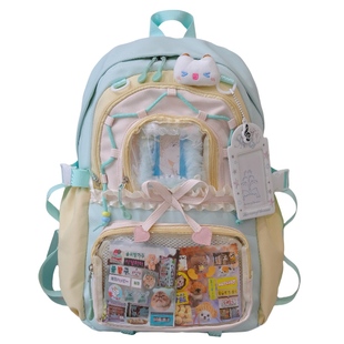 胡子鸡仔二次元可爱双肩包透明痛包少女学生上课书包女大容量背包