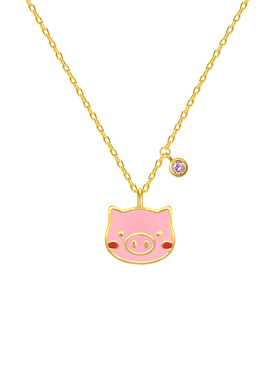 THISNESS 生肖猪 纯银锆石小猪项链女简约锁骨链百搭礼物