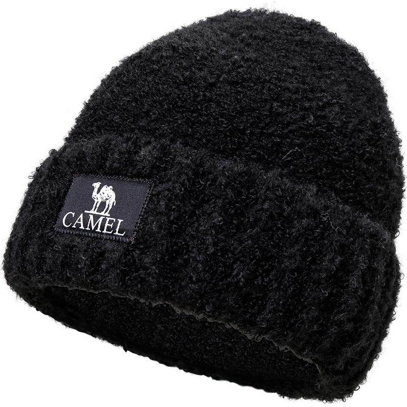 骆驼秋冬针织毛线帽女百搭护耳羊毛保暖冷帽加厚防风大头围帽子