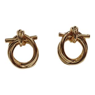 WEARRING 打结耳环小巧精致铜镀金明星同款日常扭曲耳饰高级简约