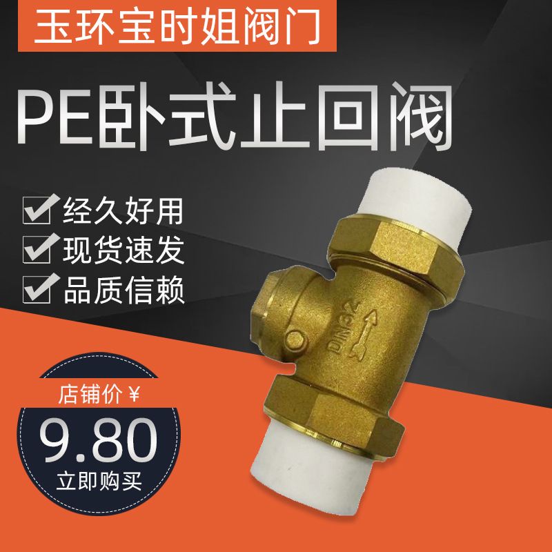 PE双活接卧式/立式止回阀止逆阀止流阀单向阀双热熔止回阀4/6分20