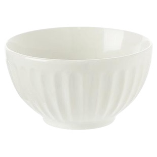 霜山陶瓷米饭碗白色家用釉下彩吃饭碗小汤碗可微波浮雕条纹甜品碗