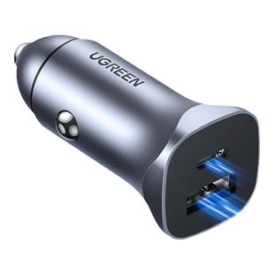 绿联车载充电器双口PD快充30w汽车通用usb车充插头点烟器转换充电头22.5W超级快充适用苹果华为荣耀小米手机