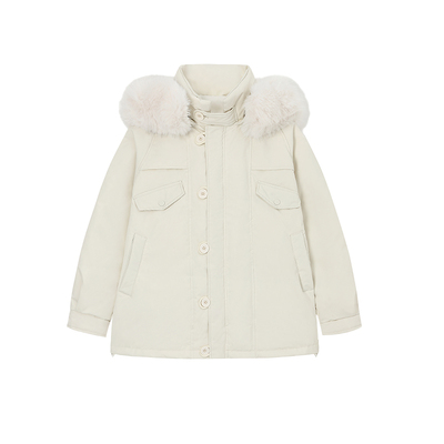 米花家【班尼雪顶】90白鸭绒羽绒服女冬季新款加厚毛领派克服外套