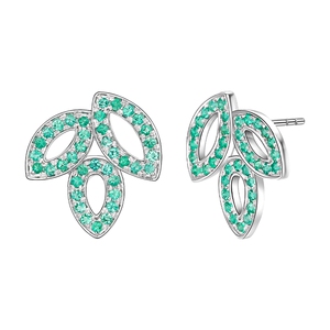 ILCO尤珂「春满庭」白18k金祖母绿耳饰天然宝石耳钉轻奢竹叶耳环