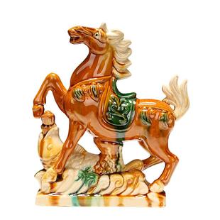 博艺萱唐三彩马到成功马摆件办公室客厅招财装饰品陶瓷工艺品礼品