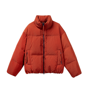 GoodNorth冬季户外橙色短款立领羽绒服男女款加厚保暖面包服外套