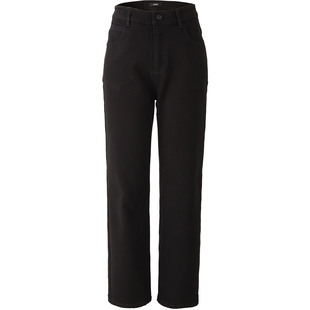 娅丽达加绒高弹力直筒牛仔裤女2025冬季新款防褪色大码烟管女裤潮