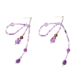 曦光里【灵光心蕴】净化/助力/大智慧紫水晶珠紫云母碎石随行耳饰