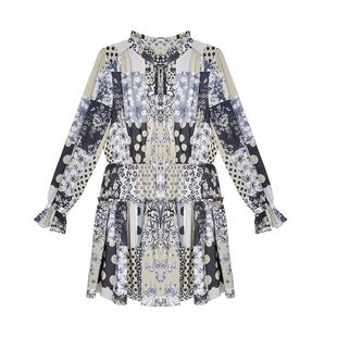 vilan/慧兰连衣裙女气质显瘦春秋款时尚中长款设计感小众A字裙子