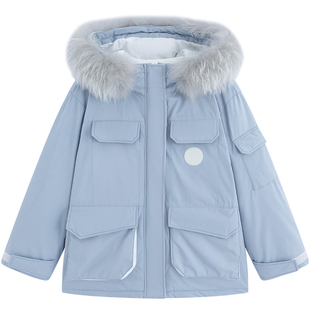 300斤休闲风派克服胖莹莹大码女装胖mm冬收腰工装潮大毛领羽绒服