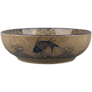 陶瓷中式圆形饭店商用水煮鱼专用汤盆国潮酸菜鱼凉菜盆复古风汤碗