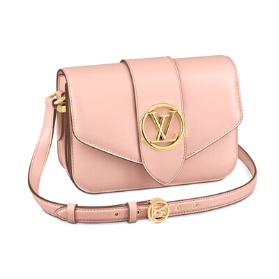 9.5新Louis Vuitton/路易威登Poing 9 牛皮粉色女款常规斜挎包
