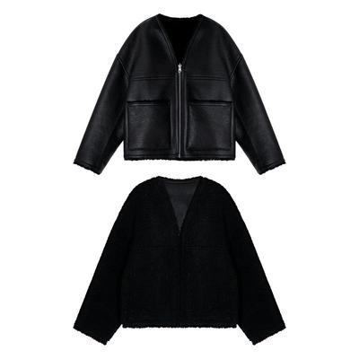 ISSNAYAS复古羊毛拉链外套