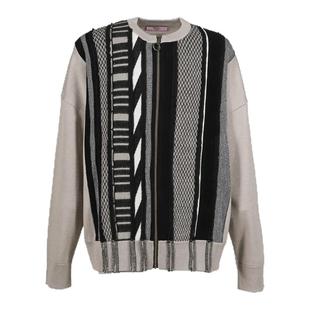 MARTINE ROSE 25FW 复古多条纹拼接纯羊毛拉链圆领卫衣外套
