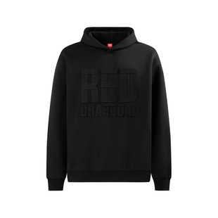 REDCHARCOAL红炭黑色logo连帽卫衣男秋季新款潮牌宽松男士上衣