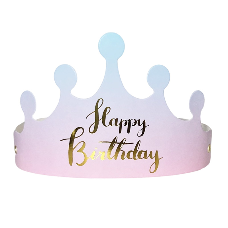 折叠皇冠生日帽 金色派对帽 儿童成人纸帽子 happy birthday 50个