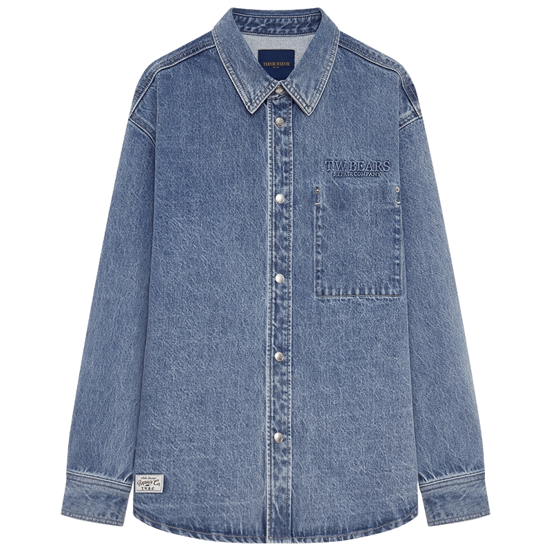 TeenieWeenie小熊男装衬衫2025年春新款简约复古宽松休闲牛仔外套