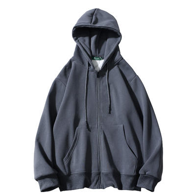 开衫加绒连帽卫衣重磅银狐绒外套