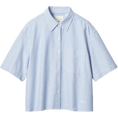 优衣库女装牛津纺箱型条纹衬衫